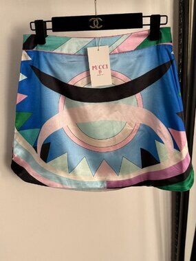 Emilio Pucci Geometric Print Satin Mini Skirt